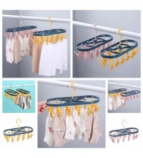 Multifunctional Foldable Drying Hanger Socks & Clothes Clamps Dryer 12 Clip Folding Drying Rack